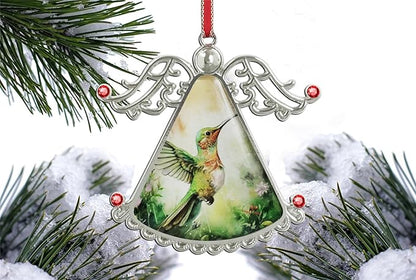 XUTAI Angel Christmas Tree Ornaments Christmas OrnamentHummingbird Flying Greeting Glass Christmas Hanging Angel Glass Pendant for Holiday Decoration
