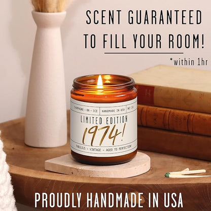 51st Birthday Gifts for Women - 'Limited Edition 1974' Soy Candle, w/Champagne on Ice I 51 Birthday Gifts for Women I 51st Gift for Her Ideas I 9oz Reusable Jar, 50Hr Burn, Made in USA