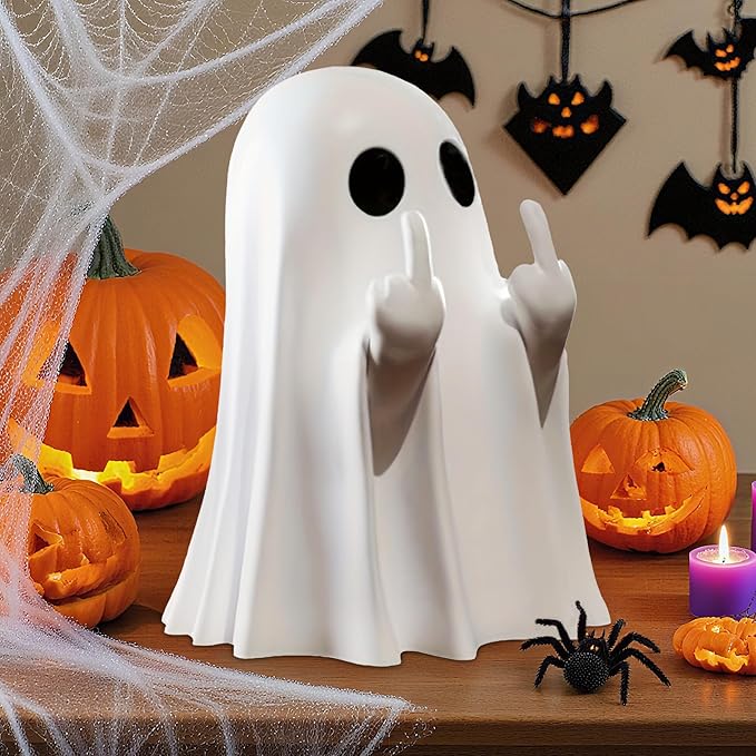 Big Halloween Ghost Figurine - Ghost 4.5 inch Cute Ghost, Funny Resin Statue Halloween Decorations Indoor