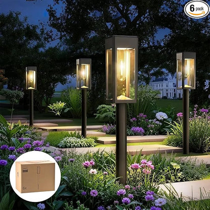 Philips 6 Packs Solar Pathway Lights Outdoor, Glass Metal Led Garden Landscape Lightings, 3000K Warm White, Waterproof for Decor Yard, Walkway, Patio, Driveway, Lawn