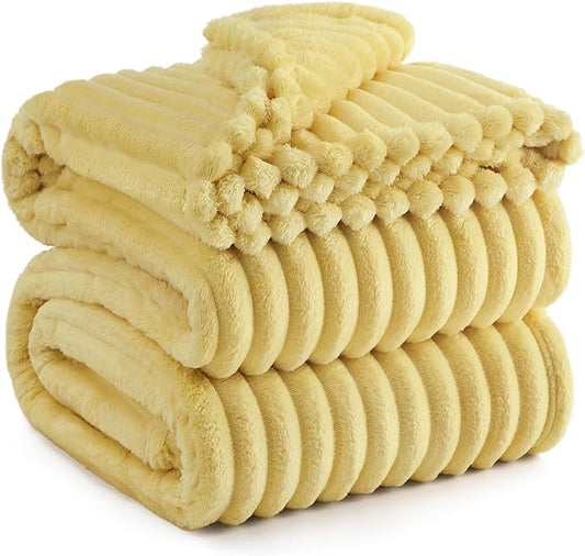 Bedsure Yellow Queen Blanket for - GentleSoft Cozy Soft Blankets for Women, Cute Small Fleece Throws for Girls, Birthday Gifts for Women, Mothers Day Decor Gifts for Mom, 90x90 Inches