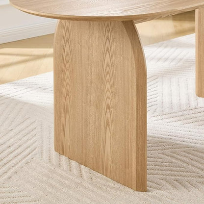 70" Farmhouse Oval Dining Table, Heavy-Duty Wood Dining Room Table for 4-6 Seats, Modern Kitchen Dinner Table & Home Desk with Easy-Clean Curved Tabletop, Natural