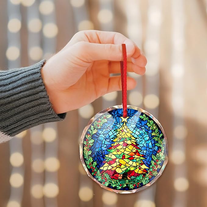 Christmas Tree Ornament 2025 - Ceramic Hanging Decor for Christmas Tree - Festive Xmas Ornament Gift - Round Seasonal Decoration for Home or Office