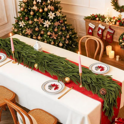 6.3 FT Christmas Garland Decorations, Artificial Norfolk Pine Garland, Realistic Greenery Garland for Staircase, Mantle, Banister, Fireplace, Wall, Door, Table, Indoor & Outdoor Holiday Xmas Decor