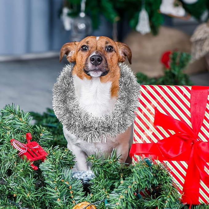 WILLBOND 50 ft Christmas Tinsel Garland Metallic Tinsel Twist Garland Christmas Tree Decorations New Year Wedding Birthday Hanging Decorations Party Supplies, 3 Inch(Silver)