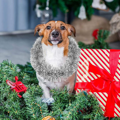 WILLBOND 50 ft Christmas Tinsel Garland Metallic Tinsel Twist Garland Christmas Tree Decorations New Year Wedding Birthday Hanging Decorations Party Supplies, 3 Inch(Silver)