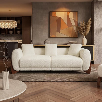 Morden Fort 3 Piece Boucle Sofa Set, Modern Upholstered Couch Set Durable Comfy Boucle Pet-Friendly, ArmlessChair & Arm Chair & 3-Seater Sofas Set for Living Room Bedroom Apartment, Beige