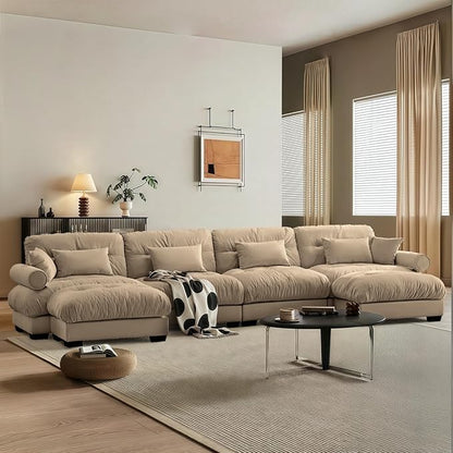 SoarFlash 166" Sectional Sofa Couch, U Shaped Modern Modular Sofa with Solid Wood Legs, Couches Sofas for Living Room Apartment, Comfortable Couches, Brown