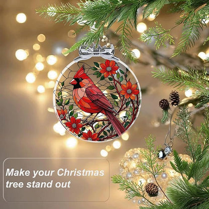 Cardinal Christmas Ornament Crystal Glass for Christmas Tree Décor - Red Cardinal Memorial Gifts - Hanging Ornament Crystal Glass Holiday Keepsake Present Idea