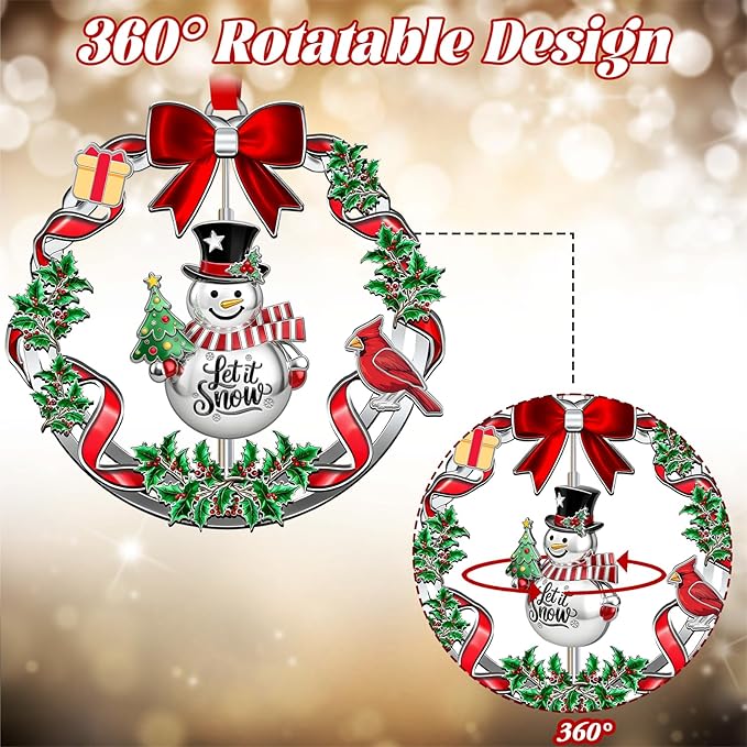 Dated Christmas Ornament 2025 Decoration - Rotatable Snowman Metal Hanging Decoration for Xmas Tree, Wreath, Mantel | Holiday Keepsake Gift for Family & Friends
