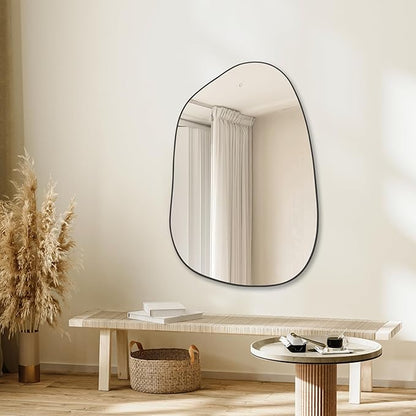PERFNIQUE Irregular Asymmetrical Wall Mirror Decorative Modern Wall Mounted 40"x26", Black