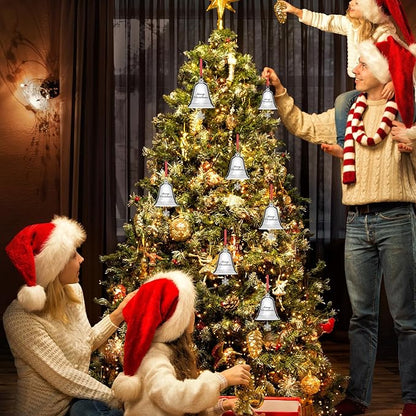 Styleonme Decorative Bells, Christmas Ornaments 2025, Engraved It's Merry Christmas 2025, Silvery Bells Decoration with Pendants Snowflakes