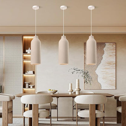 JAYMP Wabi Sabi Pendant Light for Dining Room Kitchen Island Light Hallway Restaurant Hanging Lamp E26 Base Japanese Style Wine Bottle Shape Lighting Fixture, 1 Pack (Light Brown,B Shape, D18×H50cm)