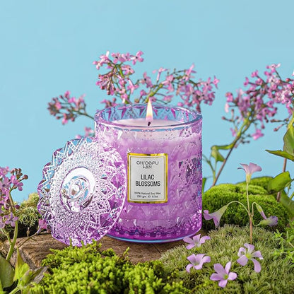 Chloefu LAN Lilac Blossoms Scented Candle, Highly Floral Fragranced Candle, Natural Soy Wax Candle Gift, Candles Gifts for Women, 55 Hours Long Burning, 8.1 oz