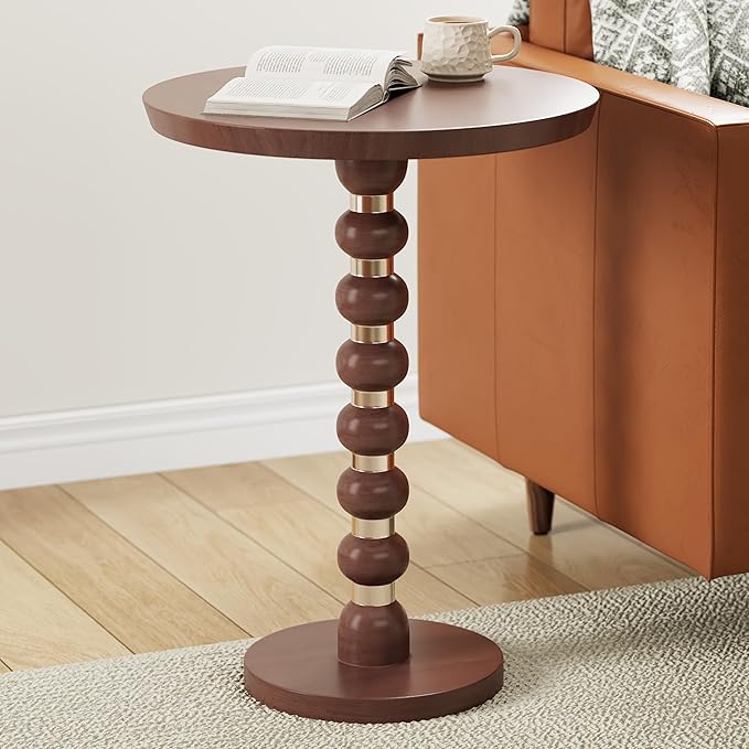 Christopher Knight Home Tatian Wood End Table, Indoor Round Side Table, Small Drink Table, Modern Accent End Table Coffee Table with Solid Wood Leg for Living Room Bedroom or Small Spaces, Honey+Gold