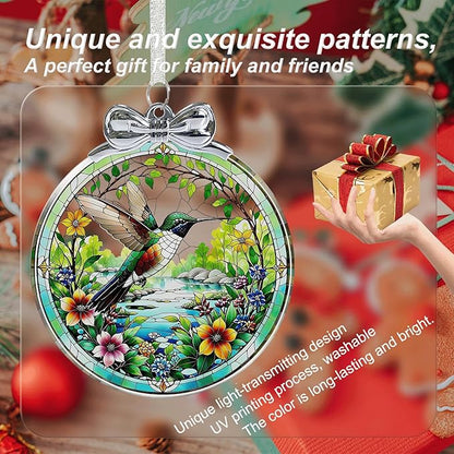 Hummingbird Christmas Ornament Crystal Glass with Gift Box- Hanging Ornaments for Christmas Tree, Christmas Ornaments Xmas Decorations, Holiday Keepsake Present Exchange Ideas