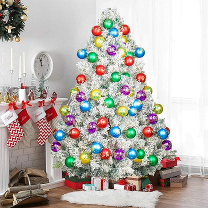 40PCS 2.36" Christmas Balls Ornaments, Plastic Christmas Tree Ornaments, Holiday Baubles, Hanging Decorations for Xmas Trees Holiday Party, Gold Red Purple Baubles