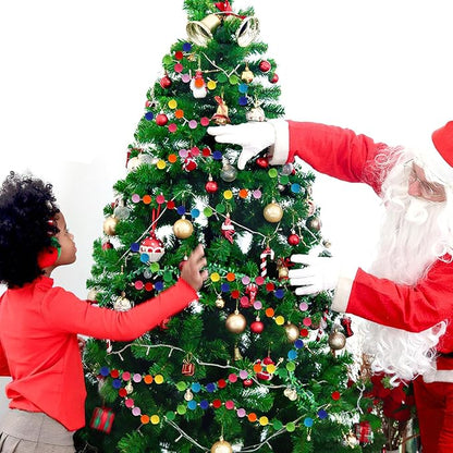 MARFOREVER 4 Pack 26.3 Feet Colorful Christmas Pom Pom Garland Decorations, 30 Balls Rainbow Felt Ball Garland Christmas Garlands Hanging Supplies for Xmas Tree Classroom Birthday Party Wall Decor