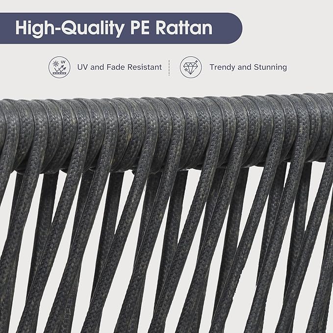 PURPLE LEAF 9 Pieces Outdoor Metal Furniture Set Patio Conversation Sets Dining Set, 1 Square Dining Table and 8 Modern Chairs with Cushions Seat Grey