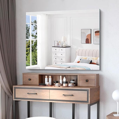 KOCUUY Frameless Bathroom Wall Mirror, 30"x36" Frameless Mirror for Bathroom Sink, Unframed Mirrors for Wall Upgraded Shatterproof Design, Modern Decorative for Bedroom, Living Room, Entryway