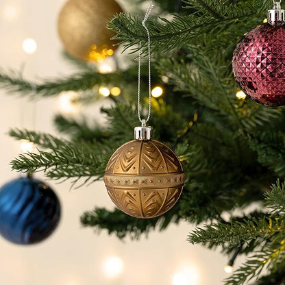 Valery Madelyn 100ct Christmas Tree Decorations Ball Ornament Set, Copper Gold Purple Shatterproof Hanging Ornaments Bulk for Fall Thanksgiving Autumn Harvest Xmas Holiday Party Decor