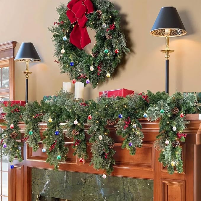 120Pcs Christmas Mini Ball Ornaments,0.6" Glitter Multicolor Christmas Ball,Xmas Tree Hanging Decorations Pendants for Party,Decor,Outdoor,Indoor,DIY,Craft,Holiday Supply,Gift Fillers