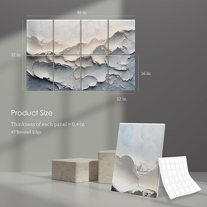 8-Pack Art Acoustic Wall Panels 48x32 Inches Acoustic Treatment Panels- Decorative Soundproof Wall Panels for Studios, Offices, Home, Included Nano Glue Stickers