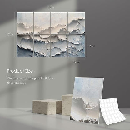 8-Pack Art Acoustic Wall Panels 48x32 Inches Acoustic Treatment Panels- Decorative Soundproof Wall Panels for Studios, Offices, Home, Included Nano Glue Stickers