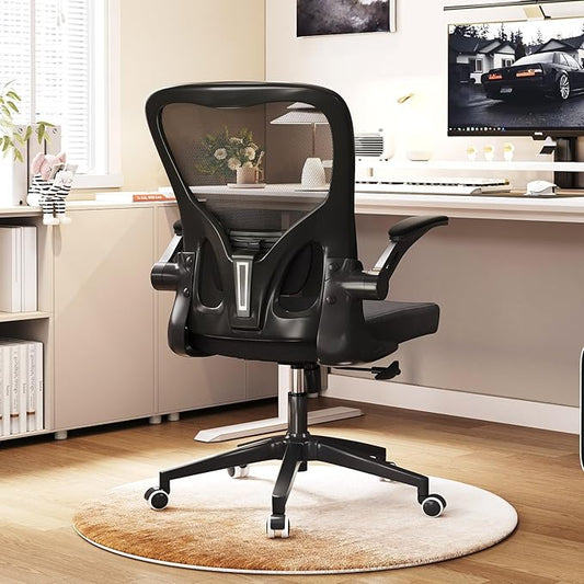 Ergonomic Office Chair, High-Back Mesh Desk Chair with Adjustable Height, Lumbar Support, Flip-Up Armrests,headrest，and Swivel Rolling Design for Home and Office Use