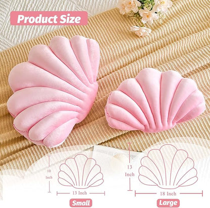 Pink Seashell Throw Pillows, Shell Shaped Throw Pillows, 13 Inch Soft Velvet Home Decorative Pillow Plush Cushion for Bed Couch Living Room Decor Accent Throw Pillow