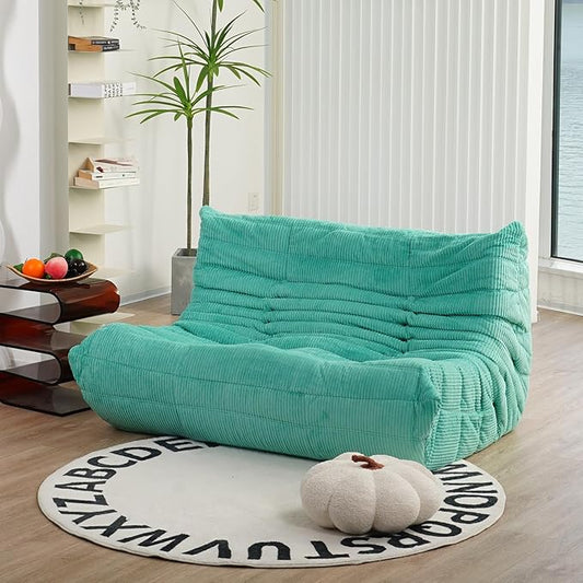 N&V Fireside Loveseat Mid Century Armless Twin Floor Sofa Corduroy Lounge Chair Accent Chair, Jade