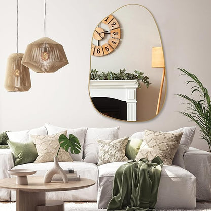 PERFNIQUE Irregular Asymmetrical Wall Mirror Decorative Modern Wall Mounted 40"x26", Gold