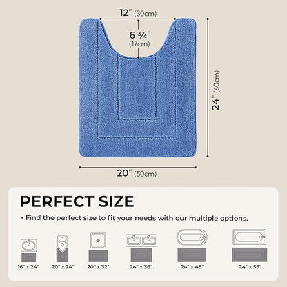 GRANNY SAYS Bathroom Toilet Rugs U Shaped, Bath Mats for Bathroom, Bath Rugs Non Slip Washable, Absorbent Microfiber Toilet Mat, Soft Plush Shaggy, 20" x 24", Blue