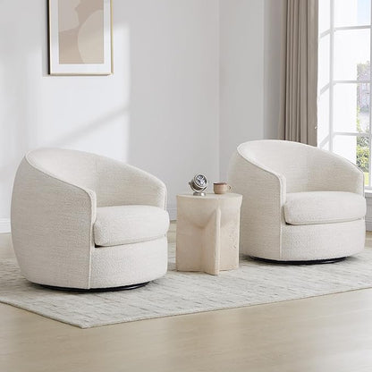 CHITA Swivel Barrel Chair, Modern Comfy FSC Certified Upholstered Boucle Accent Chair for Living Room, Fully Assembled, Cream