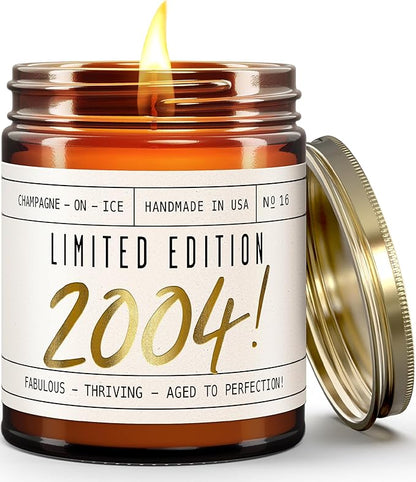21st Birthday Gifts for Her - 'Limited Edition 2004' Soy Candle, w/Champagne on Ice I 21st Birthday Gifts for Women I 2004 21 Birthday Gifts for Her I 9oz Reusable Jar, 50Hr Burn, Made in USA
