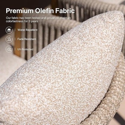 PURPLE LEAF Outdoor Dining Table Set of 15, Aluminum Outdoor Patio Table and Chairs Set with Olefin Cushions, Patio Furniture Set for Garden or Deck, Beige