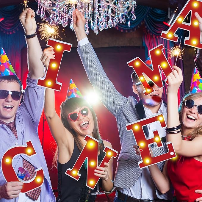 Cinema Light up Letters Sign Party Decorations Battery Powered Marquee Lighted Sign LED Alphabet Letter Lights for Night Party Tabletop Decor Supplies