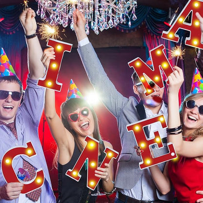 Cinema Light up Letters Sign Party Decorations Battery Powered Marquee Lighted Sign LED Alphabet Letter Lights for Night Party Tabletop Decor Supplies
