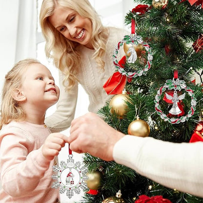 Angel Ornament 2025 for Xmas Tree Decorations Metal Christmas Wreath with Praying Angel Ornaments Silver Decorative Hanging Pendant Holiday Keepsake Gift