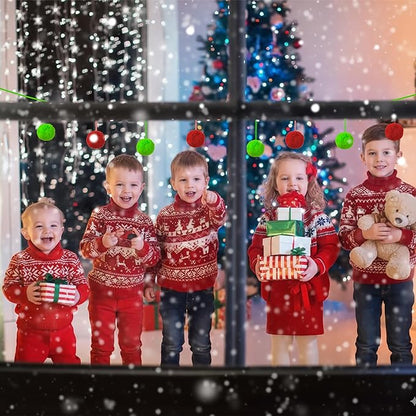 12Pcs Lime Green and Red 2.36 Inch Furry Christmas Ornaments, Soft Fluffy Fuzzy Pom Pom Balls, Christmas Decorations Hanging Ornaments for Christmas Tree, Holiday Party, DIY Craft, and Mantel Decor