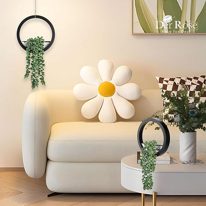 Der Rose 2 Pack Fake Plants Hanging Artificial Succulents Plants in Black Pots for Living Room Bathroom Accessories Boho Farmhouse Wall Decor