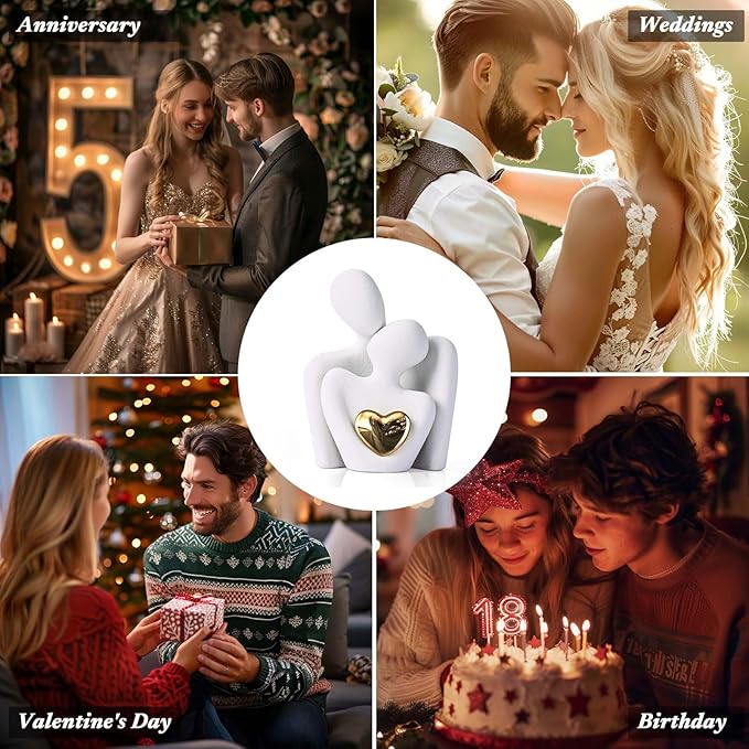 Mini Couple Statue Tv Stand Decor Items for Living Room Home Decor,Bedroom Decor for Couples Sculpture for Anniversary Wedding,Love Gifts for Couples 2025,Knick Knacks for Shelve (White, 4.72in)