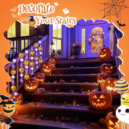 Coquimbo Halloween Decorations Indoor Lights: 10FT 30 LED Pumpkin Bat Ghost Decor Battery Operated String Lights for Indoor Outdoor Halloween Party Bedroom Decorations