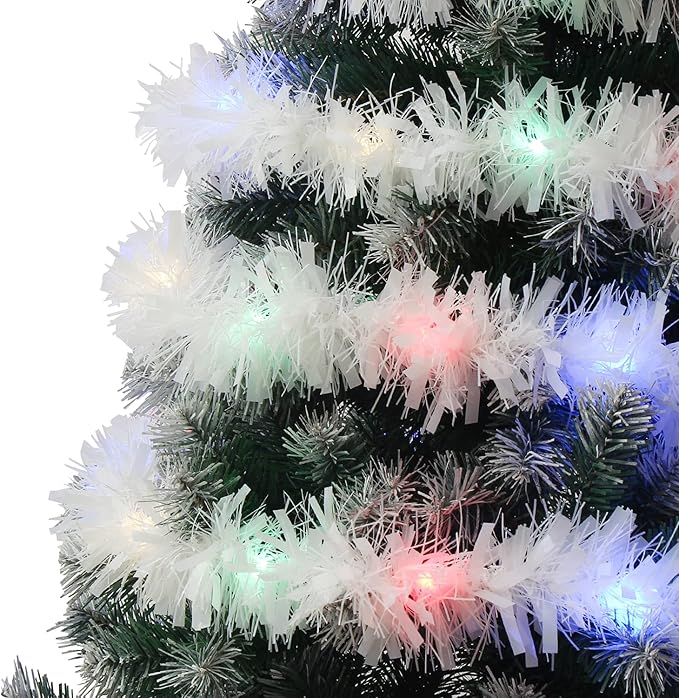 LOMIMOS 32.8 Ft Christmas Tinsel Garland with Lights, Pure White Decoration for Christmas Tree Party Wedding Supplies