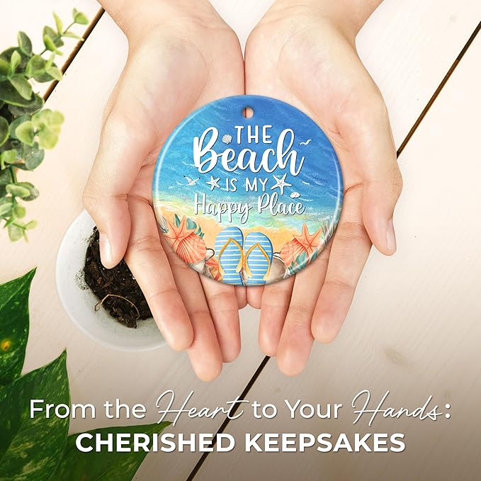 ZAGKOO Beach Themed Gift - Beach Gifts for Women - Beachy Ornaments - Decoration Gifts for Women, Men, Family, Friends - Beachy Christmas Party Decorations - Ceramic Christmas Ornament 2025