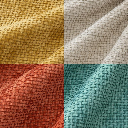MIULEE Pack of 4 Throw Pillow Covers 18x18 Inch Neutral Orange/Teal Soft Decorative Chenille Pillow Covers Farmhouse Accent Cushion Covers for Boho Home Decor Spring Bedroom Living Room