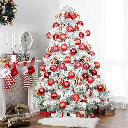 40PCS 2.36" Christmas Balls Ornaments, Plastic Christmas Tree Ornaments, Holiday Baubles, Hanging Decorations for Xmas Trees Holiday Party, Red Baubles