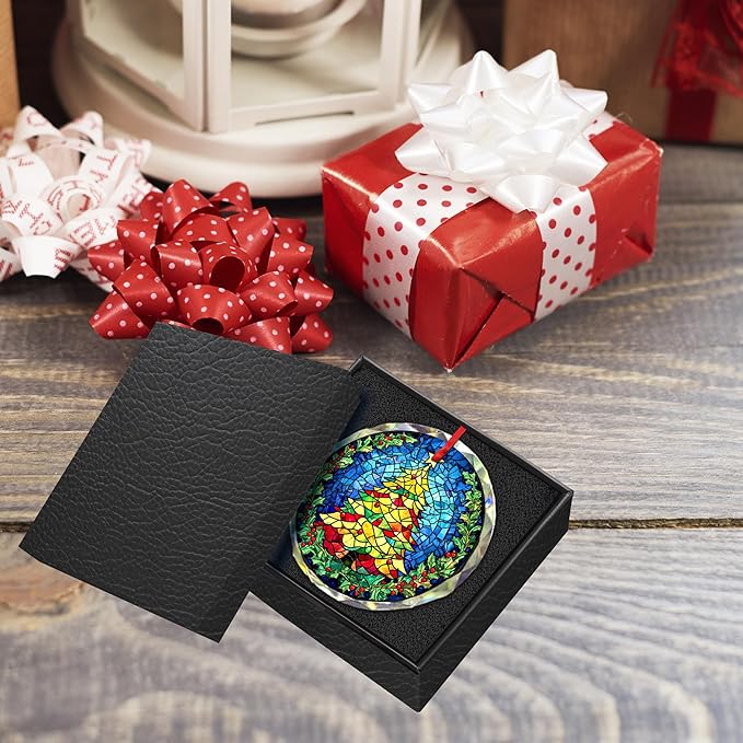 Christmas Tree Ornament 2025 - Ceramic Hanging Decor for Christmas Tree - Festive Xmas Ornament Gift - Round Seasonal Decoration for Home or Office