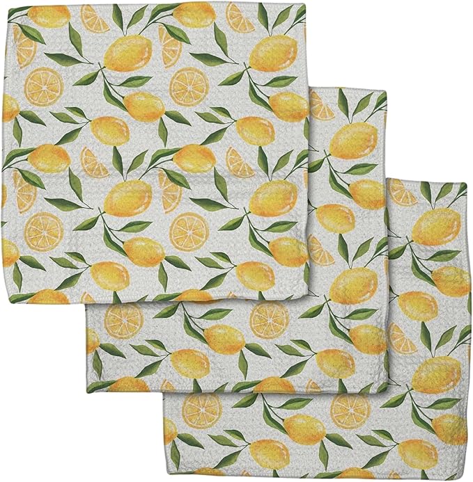 GEOMETRY Kitchen Dish Cloths Quick Dry Geoweave Lemon Delight