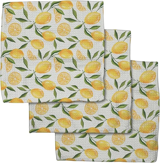 GEOMETRY Kitchen Dish Cloths Quick Dry Geoweave Lemon Delight